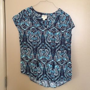 Blue patterned blouse